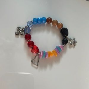 Colorful Stretchy Charm and Bead Bracelet